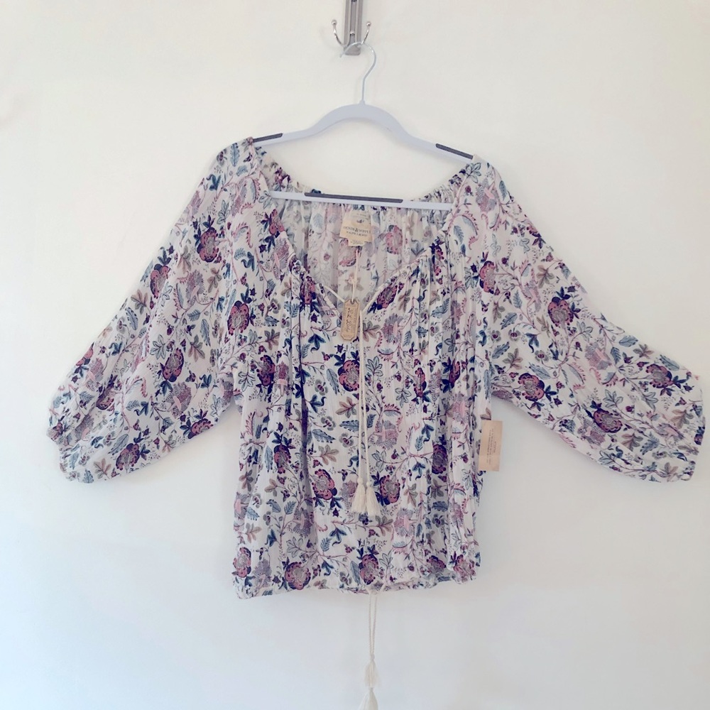 NWT RALPH LAUREN Peasant Drawstring Blouse